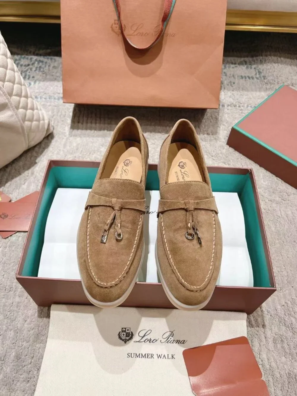 Summer Walk Taupe Suede Tassel Loafers